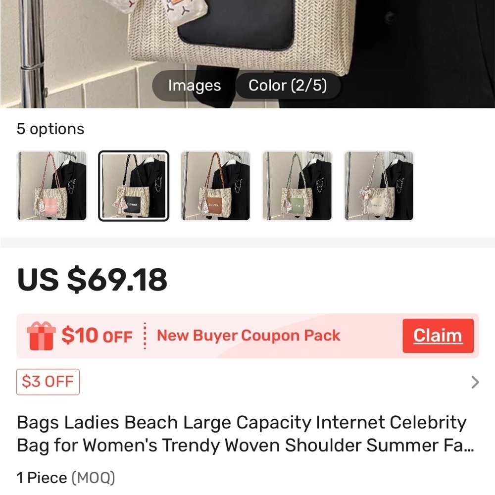 Beige and Black Women's Bag - Picture 4 of 4